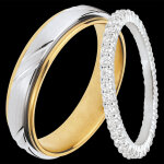 Duo d'alliances prince & radieuse - or blanc & diamants - 18 carats