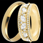 Duo d'alliances pure & byzantine - or jaune & diamants - 18 carats Duo d'alliances pure & byzantine - or jaune & diamants - 18 carats