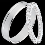 Duo d'alliances pure & origine - or blanc & diamants - 18 carats