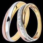 Duo d'alliances saturne - trois ors & diamants - 18 carats
