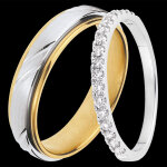 Duo d'alliances viking & bettina - or blanc et jaune & or blanc et diama