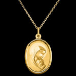 Mdaille amour maternel ovale  or jaune 18 carats