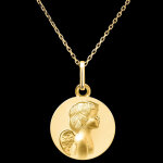 Mdaille ange gardien de profil  or jaune 9 carats