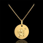 Mdaille ange raphal  l'toile 16mm - or jaune 18 carats