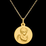 Médaille de baptême ange de la foi - or jaune 9 carats Médaille de baptême ange de la foi - or jaune 9 carats