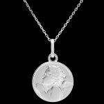 Médaille de baptême ange priant - or blanc 9 carats Médaille de baptême ange priant - or blanc 9 carats