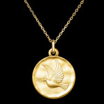 Mdaille colombe de paix  or jaune 18 carats