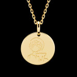 Mdaille enfant et agneau - or jaune 18 carats