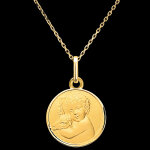 Mdaille l'enfant et l'agneau  or jaune 18 carats