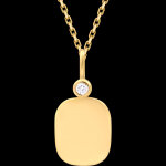 M�daille forme tonneau sertie eglantine � or jaune 9 carats et diama