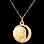 Mdaille marie ajoure  or jaune 9 carats