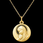 Mdaille marie et l'enfant ajoure  or jaune 18 carats