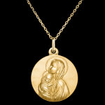 Mdaille marie et l'enfant  or jaune 18 carats