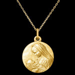 Mdaille marie et jsus  or jaune 18 carats