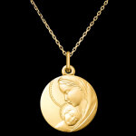 Mdaille mre et enfant sacr  or jaune 18 carats