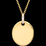 M�daille ovale � graver sol�ne � or jaune 9 carats et diamants de s