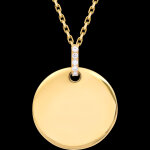 M�daille ronde � graver h�l�ne � or jaune 18 carats et diamants de