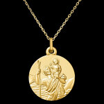 Médaille saint christophe, guide divin – or jaune 9 carats Médaille saint christophe, guide divin – or jaune 9 carats