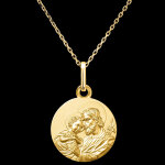 Mdaille saint joseph et l'enfant jsus  or jaune 18 carats