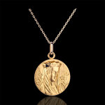 Mdaille vierge couronne 20mm - or jaune 18 carats