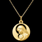 Médaille vierge et enfant jésus ajourée – or jaune 18 carats Médaille vierge et enfant jésus ajourée – or jaune 18 carats