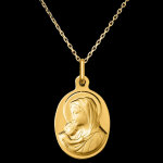 Médaille vierge et enfant ovale – or jaune 18 carats Médaille vierge et enfant ovale – or jaune 18 carats