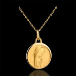 Mdaille vierge moderne  bord bomb 17mm - or jaune 18 carats