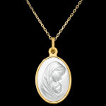 Médaille vierge protectrice ovale – or jaune 18 carats et nacre Médaille vierge protectrice ovale – or jaune 18 carats et nacre