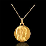 Médaille vierge voile étoilé 18mm - or jaune 18 carats Médaille vierge voile étoilé 18mm - or jaune 18 carats