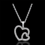 Pendentif abondance - double coeur - or blanc 18 carats et diamants