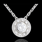 Pendentif bouton or blanc 18 carats - 0. 19 carat