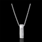 Pendentif cartoucha - or blanc 9 carats et diamants