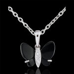 Pendentif clair obscur - papillon d'onyx - or blanc 9 carats
