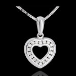 Pendentif coeur en abyme - or blanc 18 carats pav - 0. 25 carat - 18 di