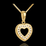 Pendentif coeur en abyme - or jaune 18 carats pav - 0. 25 carat - 18 di