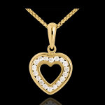 Pendentif coeur en abyme - or jaune 18 carats pav - 18 diamants - 0. 18