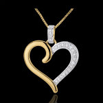 Pendentif coeur amazone - or blanc et or jaune 18 carats