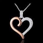 Pendentif coeur amazone - or blanc et or rose 18 carats