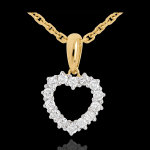 Pendentif coeur chancr diamants - 0. 25 carat - 14 diamants - or jaun