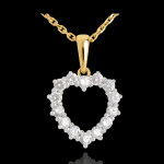 Pendentif coeur chancr diamants - 0. 9 carat - 14 diamants - or blanc