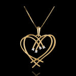 Pendentif coeur tincelles - 4 diamants - or jaune 18 carats