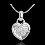 Pendentif coeur pav or blanc 18 carats - 0. 41 carat - 18 diamants