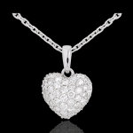 Pendentif coeur pav or blanc 18 carats et belire - 0. 67 carat - 50 d