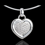 Pendentif coeur pav or blanc 18 carats (tgm) - 0. 75 carat - 31 diamant