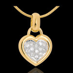 Pendentif coeur pav or jaune 18 carats - 0. 26 carat - 13 diamants