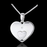 Pendentif coeurs unis or blanc 18 carats