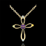 Pendentif croix byzance arrondie - or jaune 9 carats