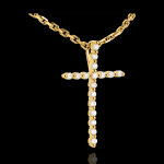 Pendentif croix pave or jaune 18 carats - 17 diamants