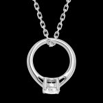 Pendentif 'cutie ring' - or blanc 18 carats et diamant synthtique