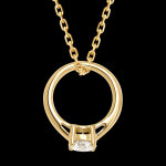 Pendentif 'cutie ring' - or jaune 9 carats et diamant synthtique